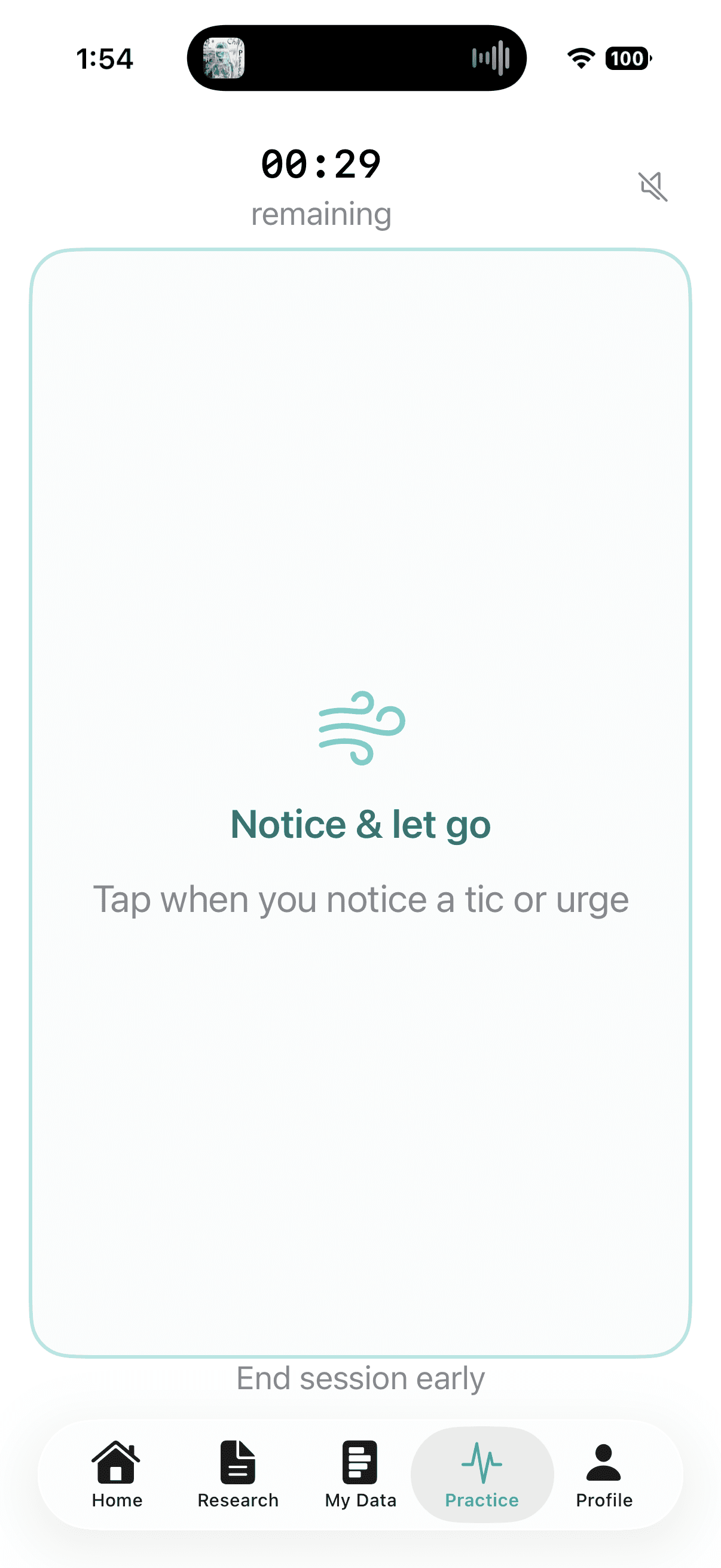 Gilles Tic Response Desensitization active session with a Notice and let go prompt