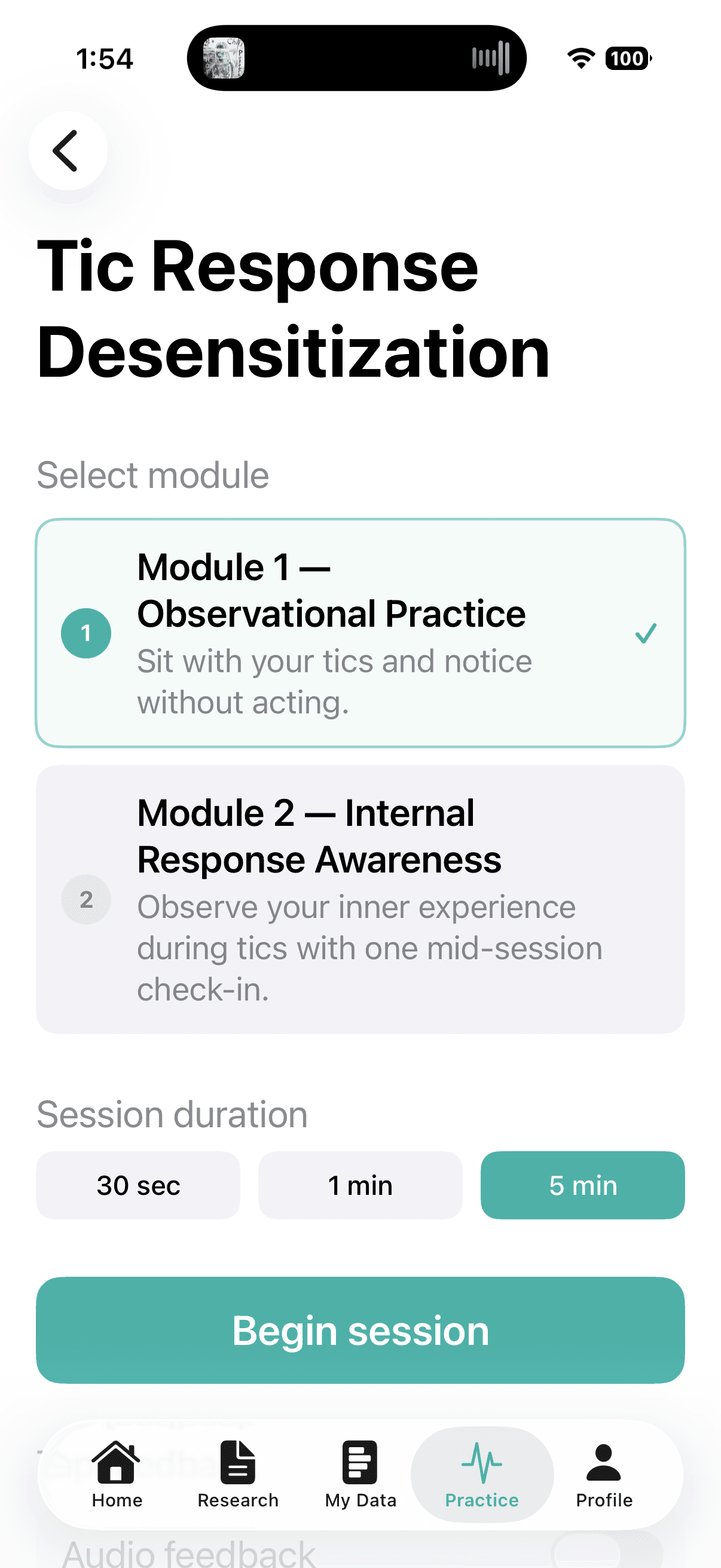 Gilles Tic Response Desensitization module picker
