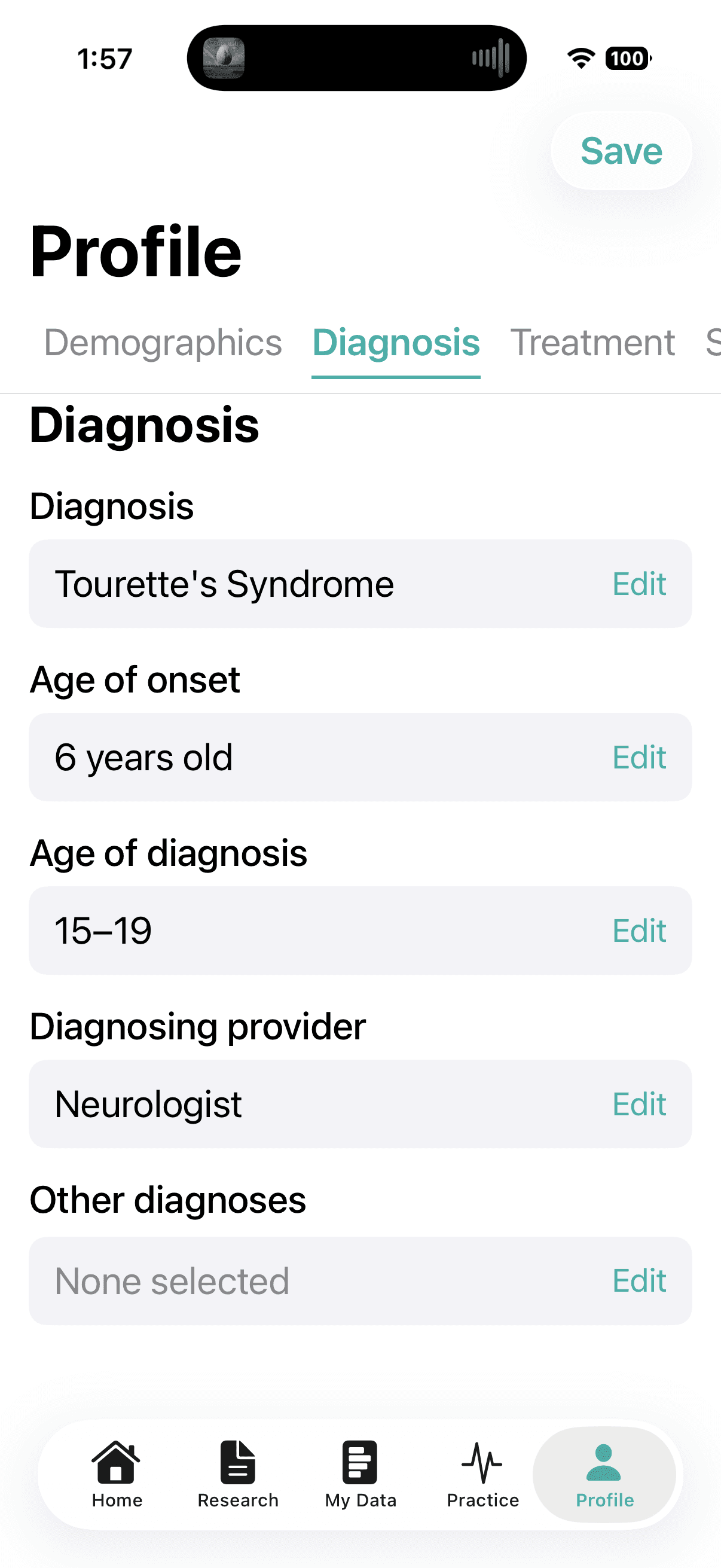 Gilles profile diagnosis tab showing diagnostic details